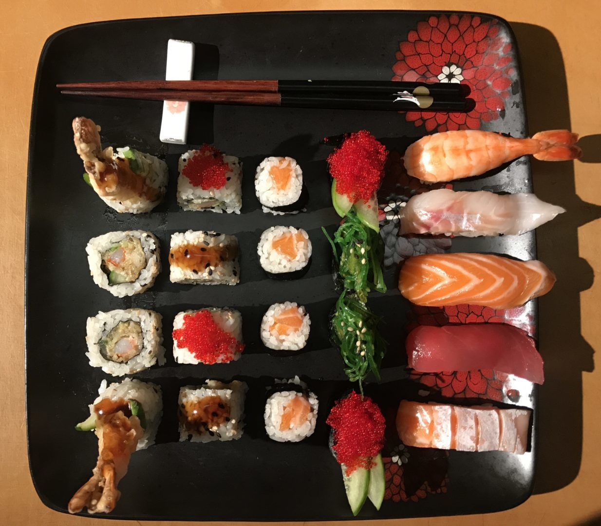 An assortment of sushi and rolls