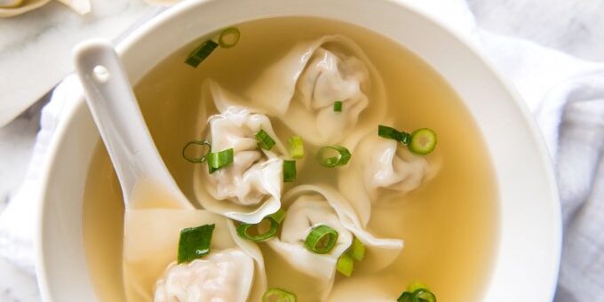 A bowl of wonton soup